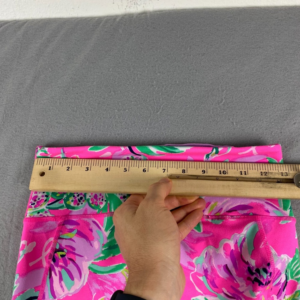 Lilly Pulitzer Luxletic S Low Rise Crop Leggings Hot Pink Floral Print Active - Picture 7 of 11